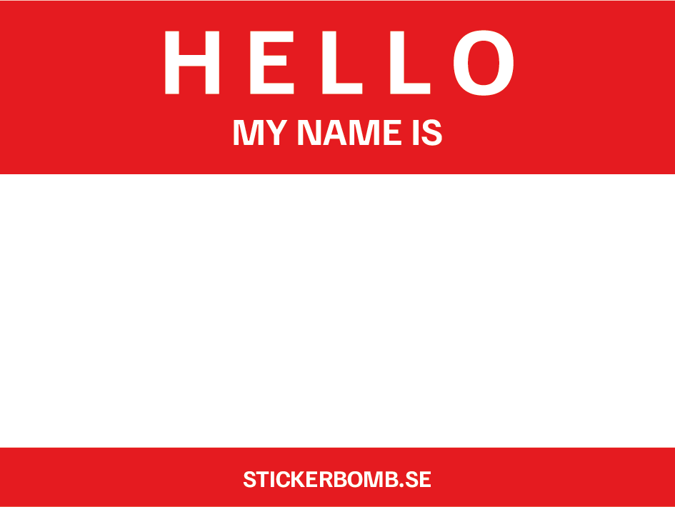 Hello My Name Is Röd/Vit - 8 x 6 cm