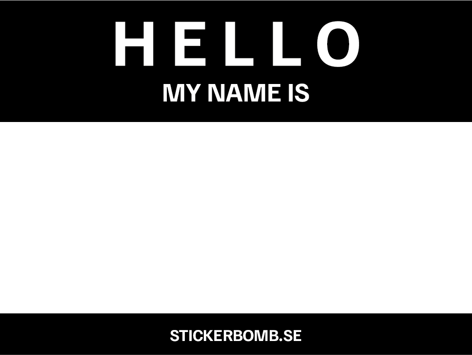 Hello My Name Is Svart/Vit - 8 x 6 cm